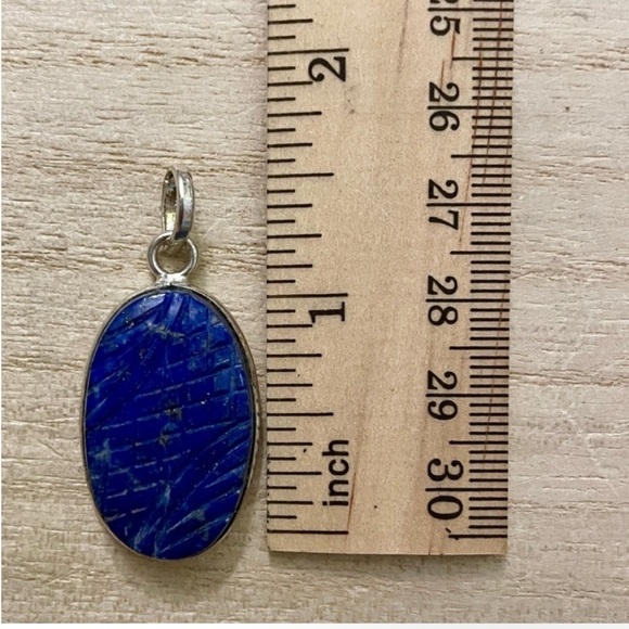 Genuine Lápiz Lazuli and 925 Sterling Silverer Pendant, height 1.5” - Picture 2 of 3
